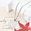 201 Stainless Steel Religion Flat Round Pendant Box Chain Necklaces for Women Men NJEW-R013-08P-1