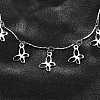 304 Stainless Steel Textured Link Bar Butterfly Charm Tassel Necklaces NJEW-R023-03P-2