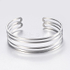 Tarnish Resistant Hollow 304 Stainless Steel Wide Band Cuff Bangles BJEW-H565-01P-2