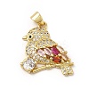 Real 18K Gold Plated Brass Micro Pave Cubic Zirconia Robin Brid Pendants KK-E072-06G-1