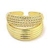 Rack Plating Brass Micro Pave Cubic Zirconia Open Cuff Rings for Women RJEW-I104-16G-2
