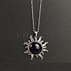 Synthetic Blue Goldstone Sun Pendant Alloy Chain Vintage Necklaces WB3716-6-1