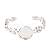 304 Stainless Steel Coffee Bean Chain Cuff Bracelet Blanks with Flat Round Bezel Settings SA-CBA4160-02C-P-2