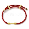 Brass Column Bar Link Bracelet with Leather Cords BJEW-G675-05G-2