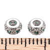 Rhodium Plated 925 Sterling Silver Pave Green Cubic Zirconia Spacer Beads STER-T007-14P-3