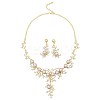 Flower Alloy & Plastic Pearl & Crystal Rhinestone Pendant Necklaces & Stud Dangle Earrings Sets FS-WG18295-02-2