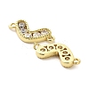 Brass Pave Clear Cubic Zirconia Heart Connector Charms KK-M324-11G-2