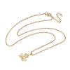 Brass Micro Pave Clear Cubic Zirconia Pendant 304 Stainless Steel Chain Necklaces for Women NJEW-D341-12B-G-4