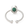 Natural Amazonite Open Cuff Ring RJEW-M166-04P-D-3