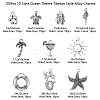 100Pcs 10 Style Ocean Theme Tibetan Style Alloy Pendants TIBEP-CJ0001-70-2