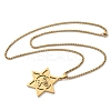 Hanukkah 201 Stainless Steel Star of David Pendant Necklaces NJEW-Z058-02G-4
