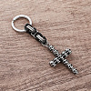 304 Stainless Steel Skull-shape Cross Keychains HC7516-1