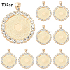 10Pcs Flat Round Alloy Rhinestone Pendant Cabochon Settings ALRI-YW0001-32KCG-1