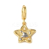 Christmas Brass Rhinestone Star Pendant Decorations KK-H498-01G-02-1