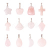 12Pcs 12 Style Synthetic & Natural Rose Quartz Pendants G-TA0002-20-2