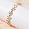 Cubic Zirconia Flower Link Bracelets BJEW-L711-03G-08-1