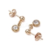 Flat Round 201 Stainless Steel Rhinestone Stud Dangle Earrings for Women EJEW-JE05920-4