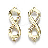 Brass Micro Pave Clear Cubic Zirconia Link Connectors ZIRC-S069-038G-1