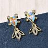 Brass Micro Pave Cubic Zirconia Fish Dangle Stud Earrings EJEW-K320-01G-23-5