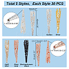 150Pcs 5 Style Iron Filigree Bead Cone IFIN-PH0005-19-6