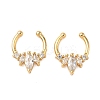 Brass Pave Clear Cubic Zirconia Circular/Horseshoe Barbell Nose Rings EJEW-D337-18C-G-4