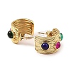 Real 18K Gold Plated 304 Stainless Steel Arch Stud Earrings with Resin Beaded EJEW-G358-01G-03-2