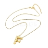Brass & Plastic Pearl Letter Pendant Box Chain Necklaces for Women LS-NJEW-U017-01G-06-3