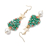 Glass Seed & Glass Pearl Beads Tree Dangle Earrings EJEW-MZ00276-02-4