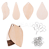 DIY Leaf & Teardrop Poplar Wood Big Pendant Keychain Making Kits DIY-YW0011-58-5
