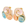 304 Stainless Steel Enamel Spiral Stud Earrings for Women EJEW-A138-03G-4