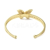 Rack Plating Brass Pave Clear Cubic Zirconia Butterfly Open Cuff Bangles for Women BJEW-R317-02G-2