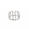 Non-Tarnish 304 Stainless Steel Rectangle Hollow Open Cuff Ring for Women RJEW-S405-161P-1