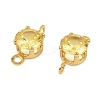Brass Pave Cubic Zirconia Flat Round Connector Charms KK-P347-01G-01-3