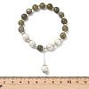 Natural Labradorite & Natural Pearl Bead Charm Bracelets BJEW-JB14141-02-4