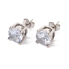 6 Pairs Cubic Zirconia Flat Round Stud Earrings EJEW-G291-05D-M-3