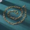 Unisex PVD Vacuum Plating 304 Stainless Steel Paperclip Chain Necklaces NJEW-H215-02G-1