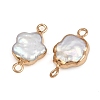 Natural Keshi Pearl Flower Connector Charms KK-D423-06G-2