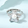 Adjustable Brass Micro Pave Cubic Zirconia Enamel Finger Rings CU-CBABA66-01A-P-1