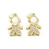 Brass Micro Pave Clear Cubic Zirconia Prince Connector Charms X-KK-K365-15B-G-1