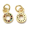 Brass Micro Pave Colorful Cubic Zirconia Charms ZIRC-F092-01-O-1
