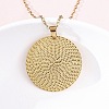 Flat Round 304 Stainless Steel Pendant Necklaces NJEW-M096-28G-1