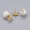 Brass Micro Pave Clear Cubic Zirconia Stud Earrings EJEW-K083-07G-2