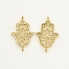 Filigree Hamsa Hand/Hand of Fatima/Hand of Miriam Brass Micro Pave Cubic Zirconia Links ZIRC-P001-02G-1