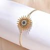 Sun Brass Micro Pave Cubic Zirconia Link Slider Bracelets KK-R217-49G-01-3