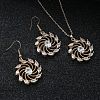 Flower Brass Micro Pave Clear Cubic Zirconia Pendant Necklaces & Dangle Earrings Sets WG2DD79-03-5