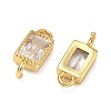 Brass Pave Cubic Zirconia Rectangle Connector Charms KK-P348-10G-03-2