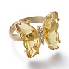 Adjustable Brass Glass Finger Rings RJEW-P148-A01-10-2