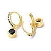 Cubic Zirconia Flat Round Dangle Hoop Earrings EJEW-E270-35G-02-2
