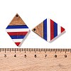 Independence Day Opaque Striped Resin & Walnut Wood Pendants RESI-U010-02Q-3