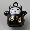 Lucky Cat Shapes Baking Paint Brass Pendants KK-WH0081-69A-1